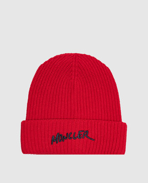Moncler ENFANT Children's red hat made of wool and cashmere L29543B00016M4281