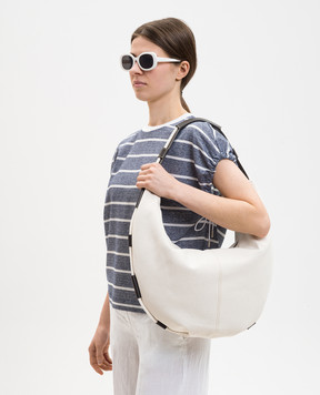 Peserico Ivory hobo bag with accent trim S38383C0CC832