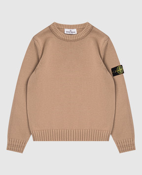 Stone Island Children's beige sweater with logo patch K2S165100019S01A268