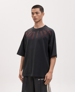 Palm Angels Black t-shirt with logo print PMAA10DS26JER002
