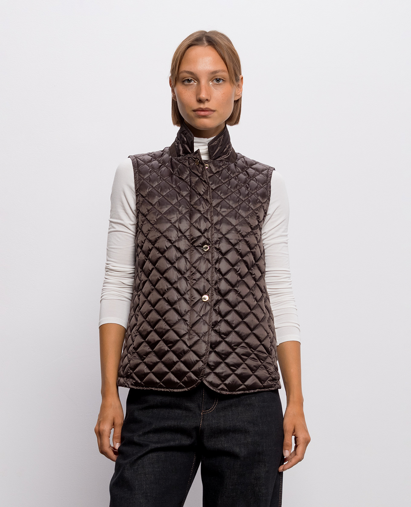 Brown quilted down vest LIMA MooRER 3