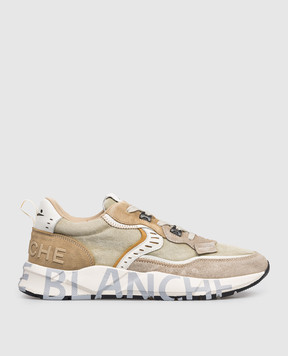 Voile Blanche Beige combination sneakers CLUB01 with vintage effect 0012017465181D52