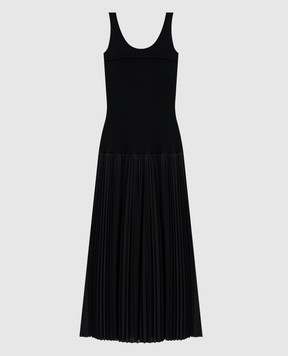 Juun.j Black midi dress with pleating JW6371W045