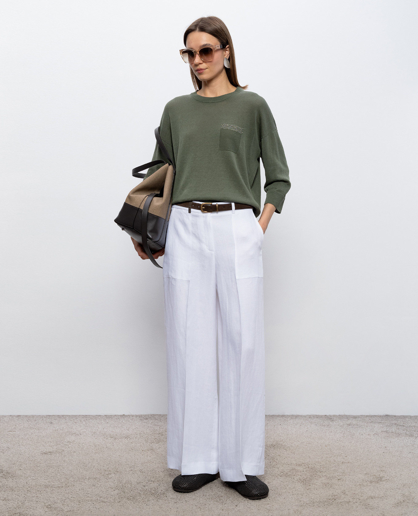 

Green jumper with linen Peserico