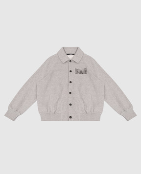 Balmain Children's gray sports jacket with logo embroidery BZ4H20Z31881214