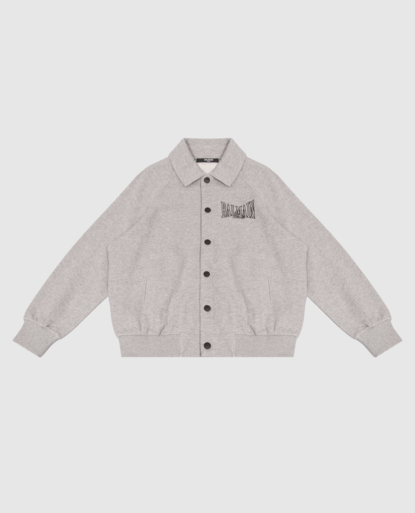 Children's gray sports jacket with logo embroidery Balmain