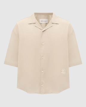 Ami Paris Beige shirt with logo embroidery HSH830VI0036