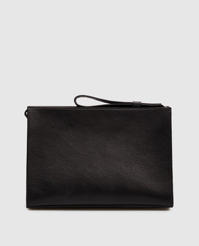 Orciani Black leather clutch with textured logo SU0201LGN