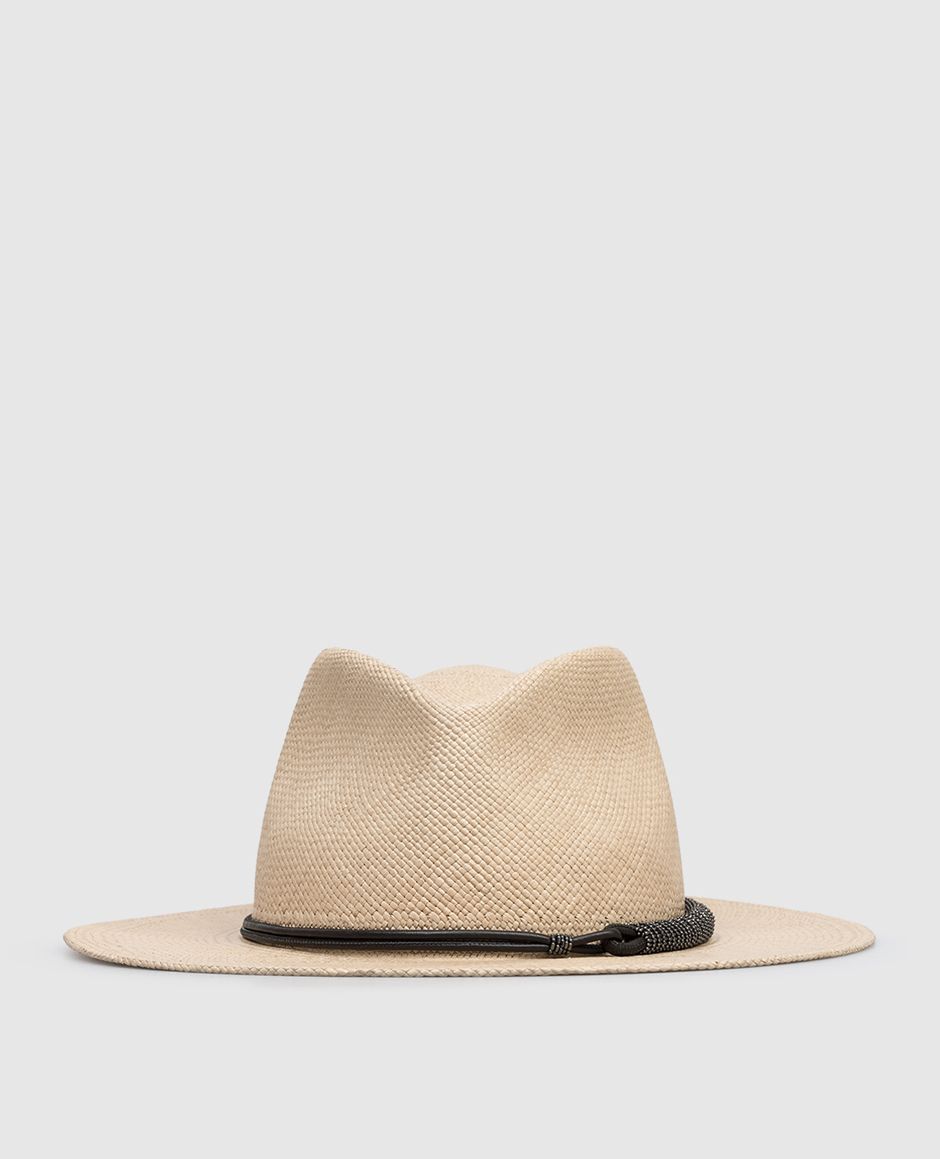 Beige straw fedora hat
