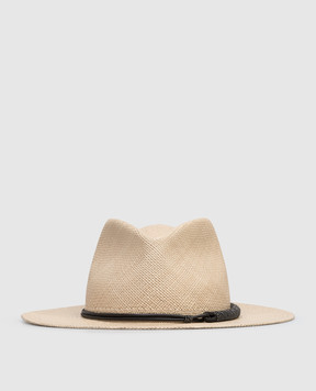 Brunello Cucinelli Beige straw fedora hat MCAP90036