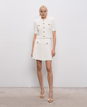 Balmain White tweed mini skirt GF0LBB49KJ89