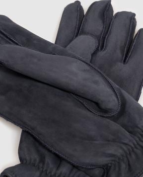 Stefano Ricci Blue suede gloves MUG6300020LACONV