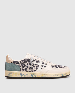 Premiata Beige suede sneakers Bskt Clayd with leopard print BSKTCLAD8169