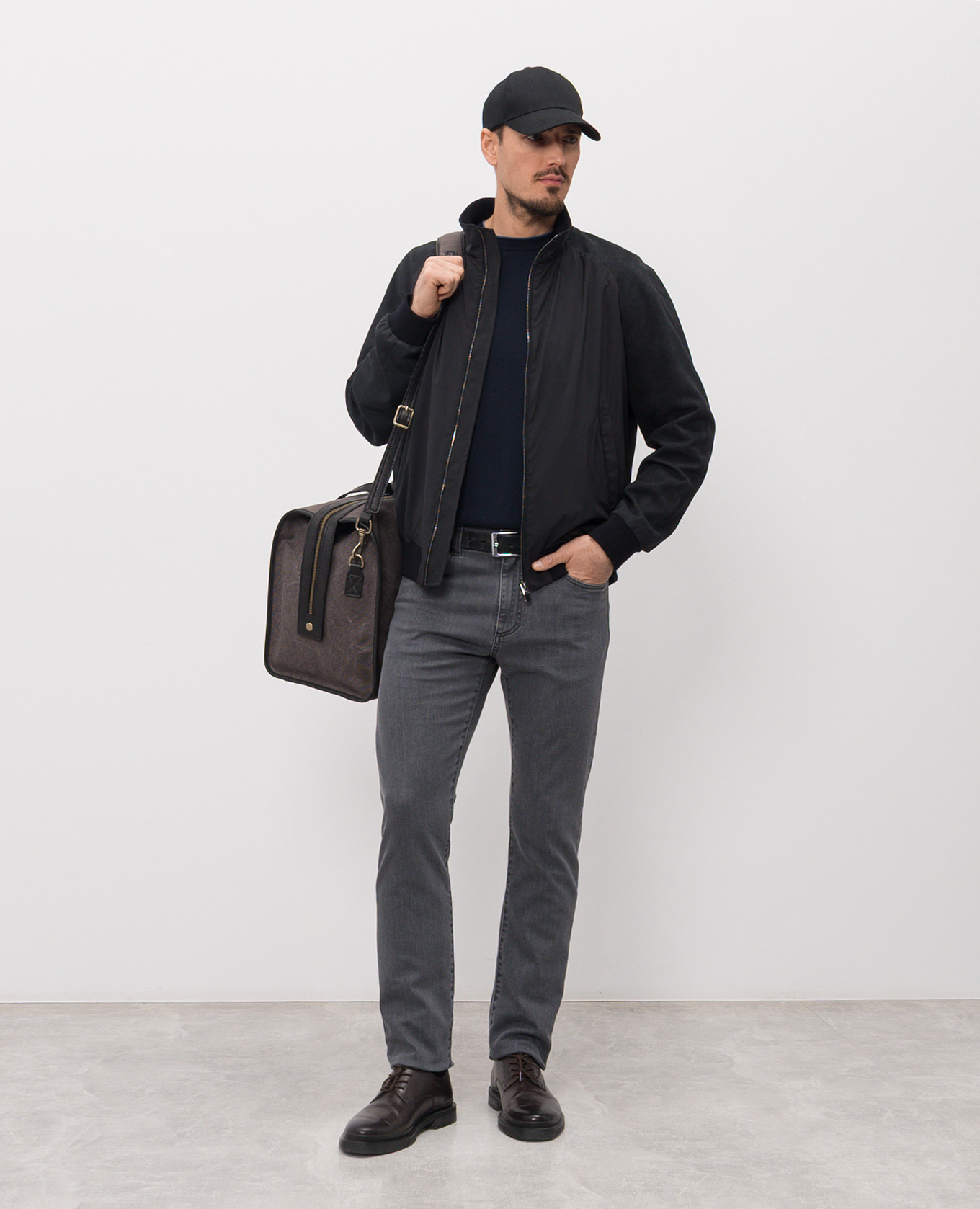 

Black suede combination jacket Canali