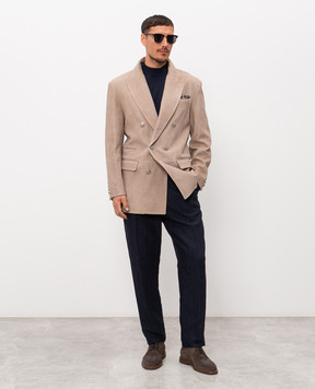 Brunello Cucinelli Beige suede double-breasted jacket MPCAO2075