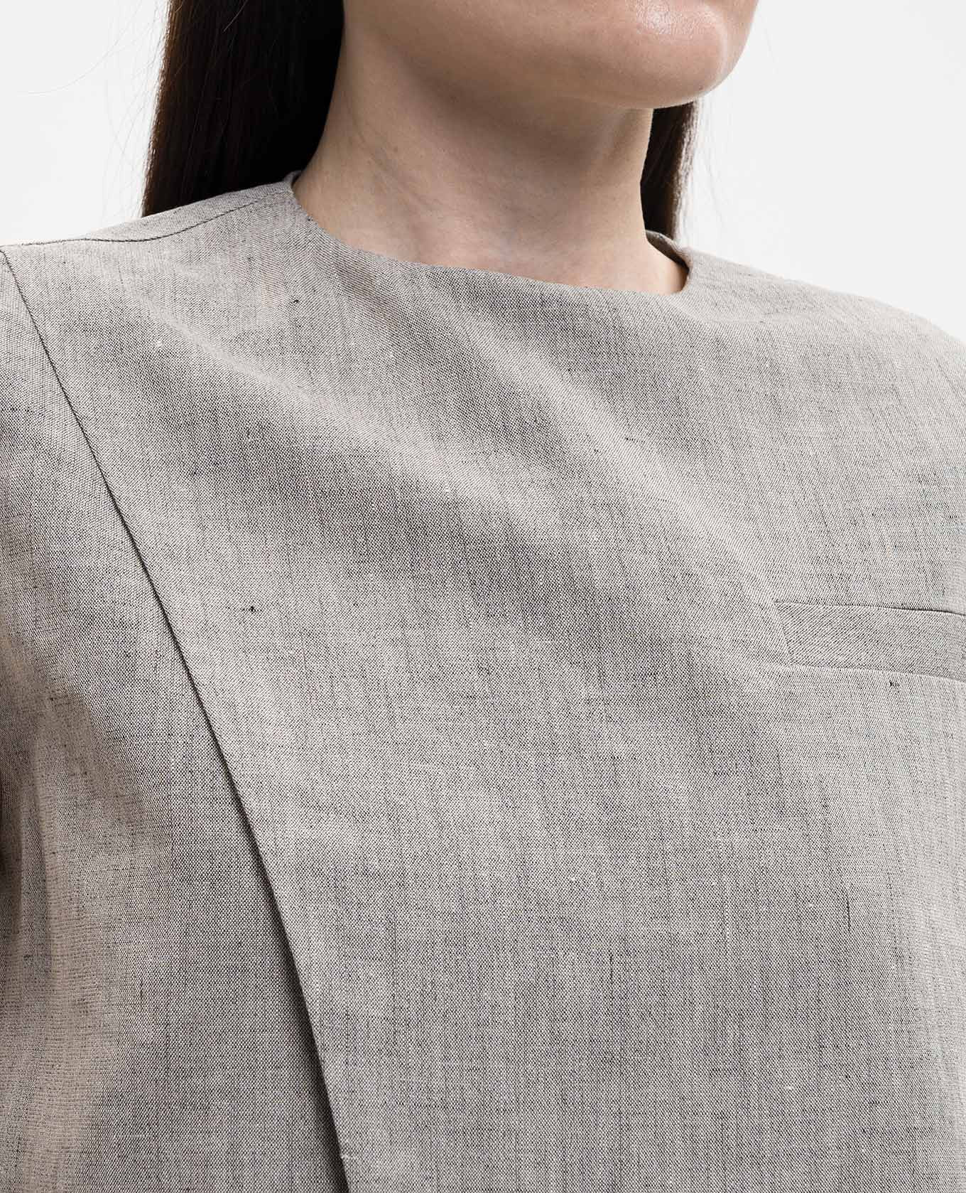 

DELLA gray top with linen Loulou de Saison, Grey