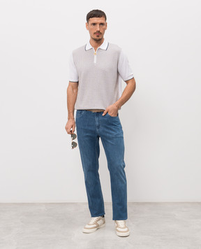 Stefano Ricci Blue jeans with textured logo M8T61B3130T5122