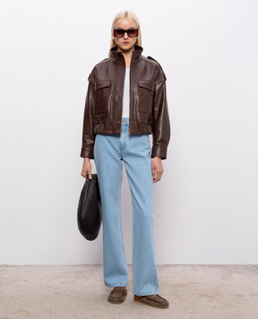 Babe Pay Pls Brown leather jacket 2605ASTON