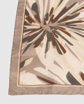 Brunello Cucinelli Khaki silk scarf with floral print MFOU0025