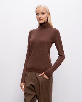 Brunello Cucinelli Brown cashmere and silk lurex turtleneck M41800063P