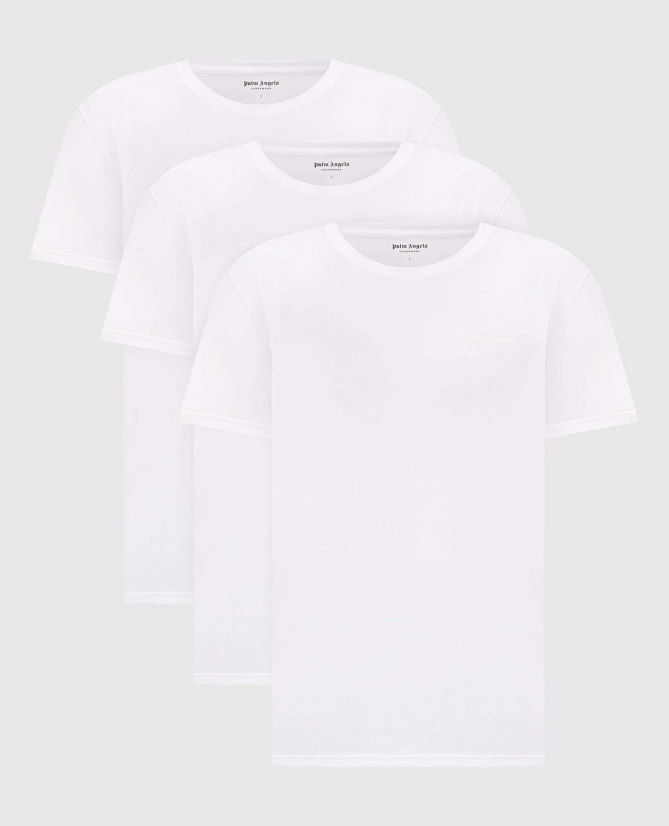Set of white T-shirts with logo