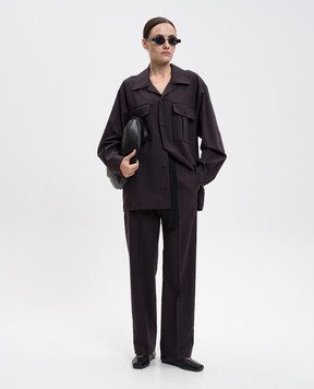 Maison Margiela MM6 Purple wool pants with belt S62KB0251M35622