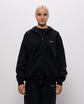 Vetements Black hoodie with embroidery MH27ZU222Bw