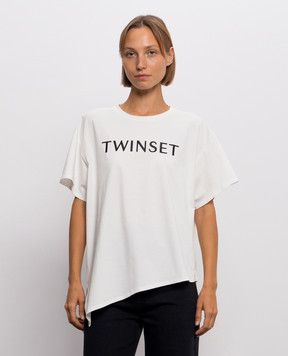 Twinset White T-shirt with logo embroidery 262LI2HLL