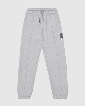 Dolce&Gabbana Kids' grey melange joggers with logo patch L4JPLSG7P6J26