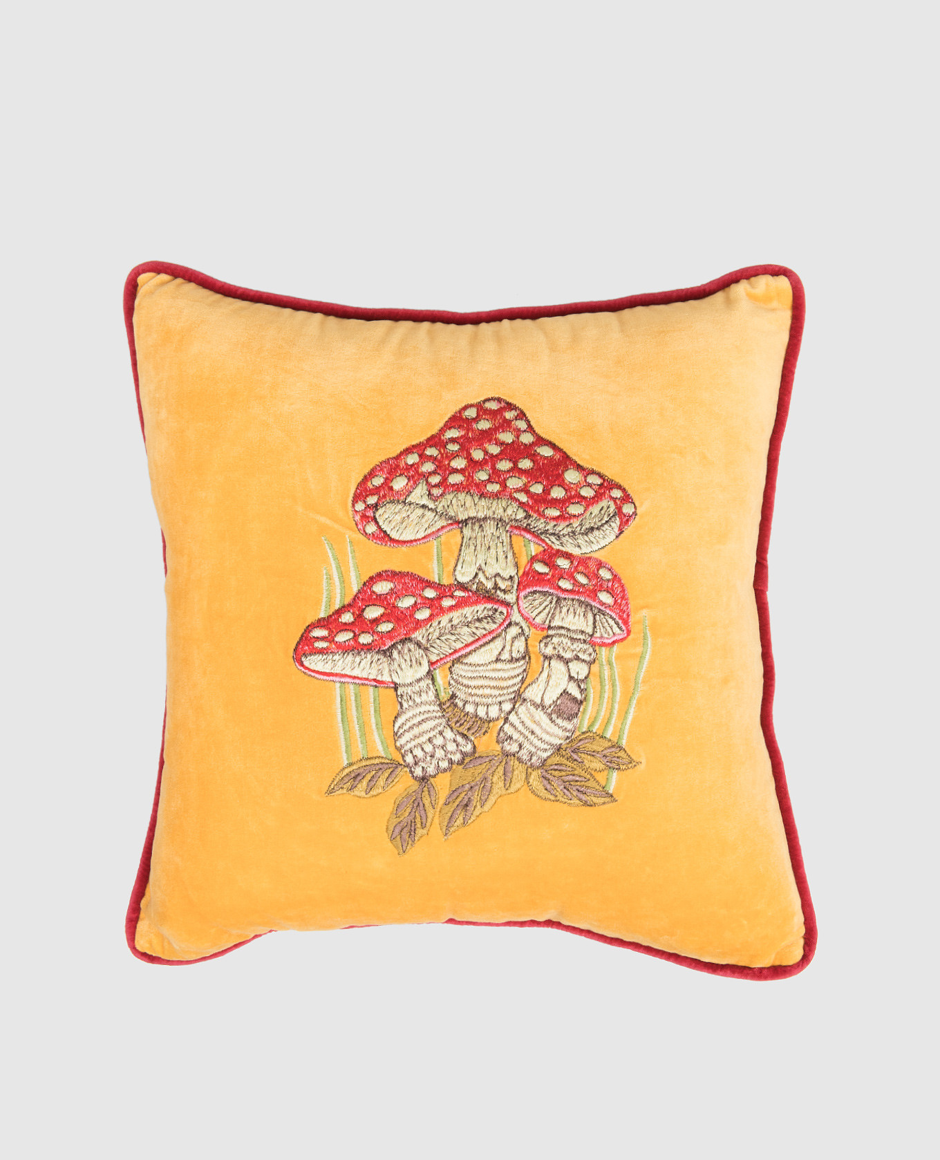 

Orange decorative velvet pillow with embroidery Les Ottomans