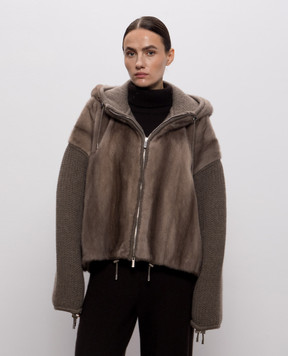 Elpidio Loffredo Brown cashmere jacket with mink fur VIS030AN20