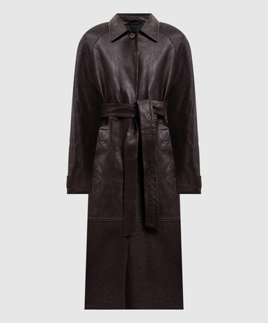 Brown leather coat