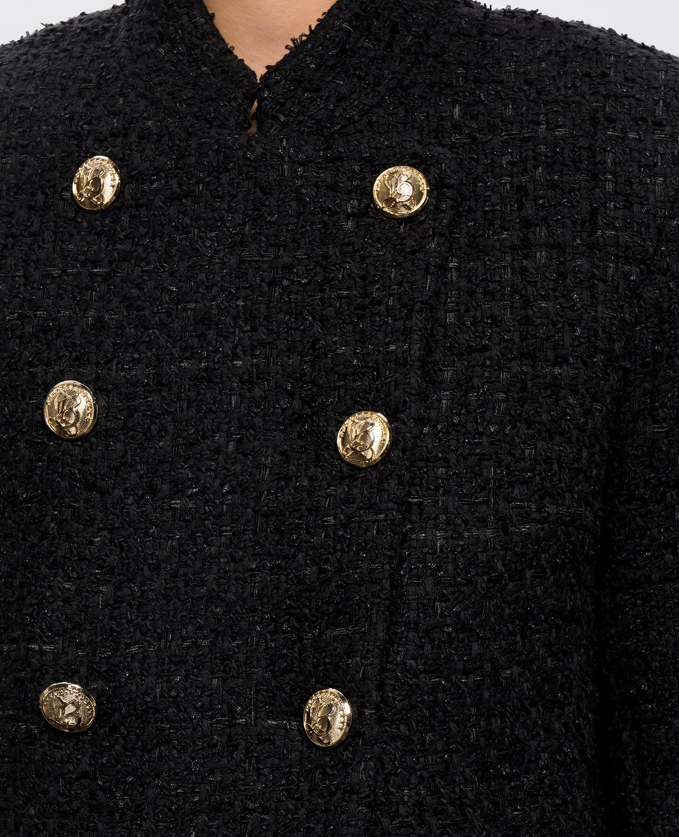 Black double-breasted tweed jacket Balmain 5