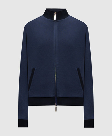 Chaqueta deportiva azul con seda