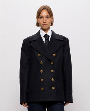 Dolce&Gabbana Dark gray double-breasted cropped wool coat F0Y57THU2B1