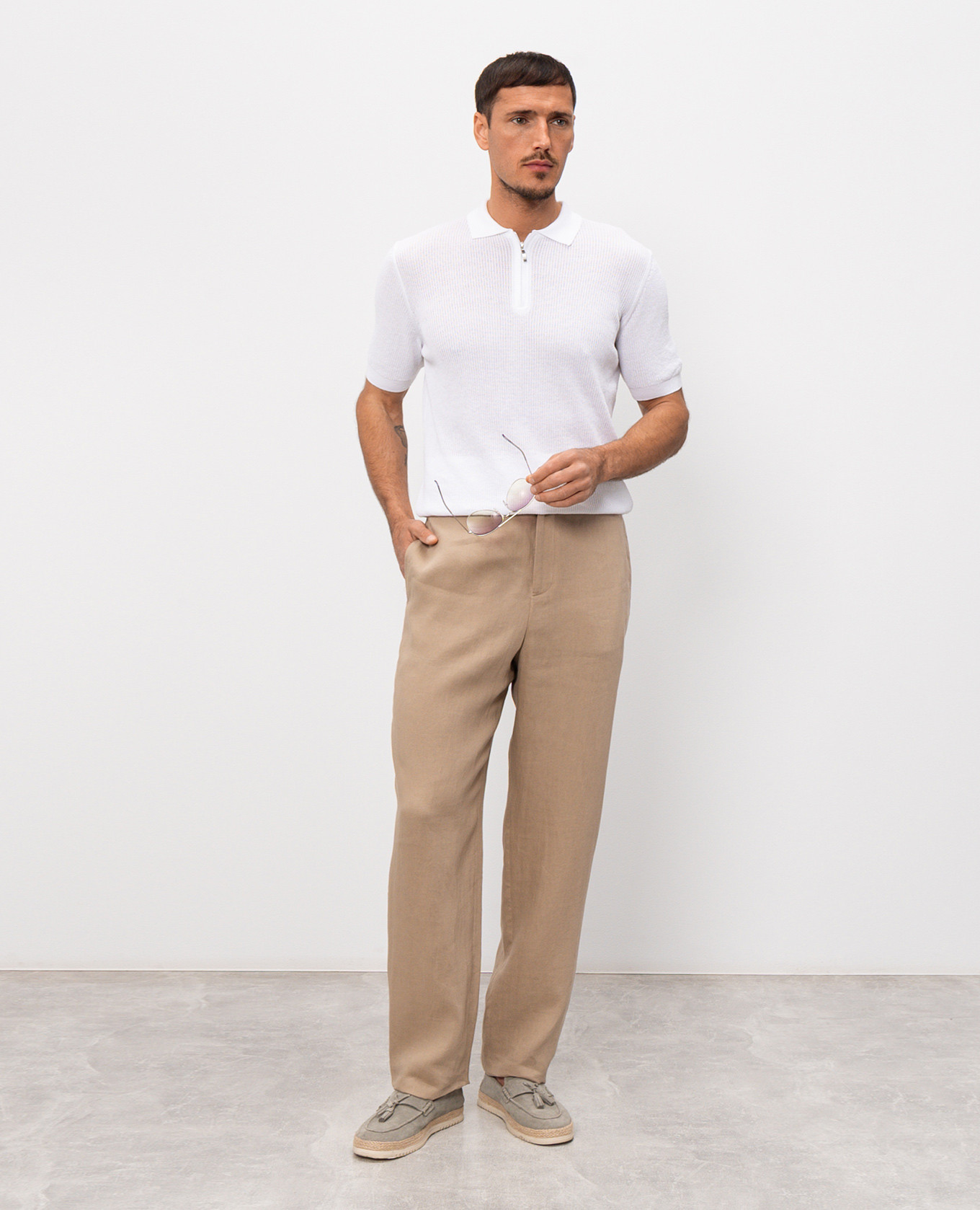 

White polo shirt with zipper Pini Parma