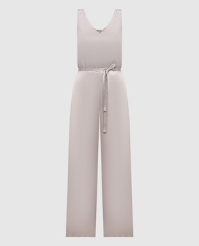 Peserico Gray jumpsuit with monil chain E02392A01514