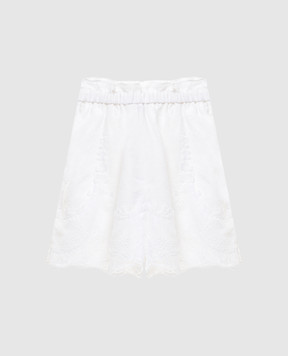 Twinset White linen shorts with lace 261TT2183
