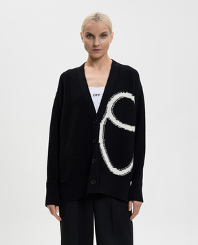 Off-White Black wool cardigan with logo OWHB04LF25KNI001