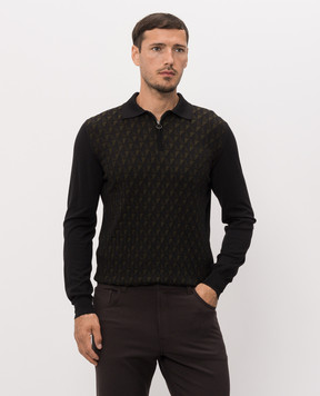 Stefano Ricci Black wool, silk and cashmere patterned jumper KE08021P30E26371