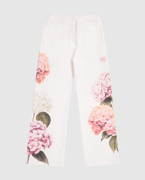 Dolce&Gabbana Children's white pants with a floral print L5JPIOG7PSD46