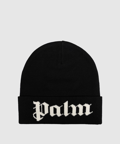 Black hat with logo pattern