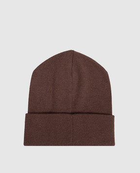 Brunello Cucinelli Brown cashmere hat with monil chain M12163199