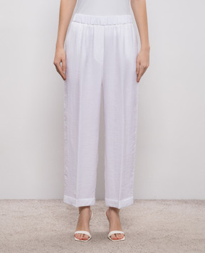 Peserico White linen pants with lapels P0403605435