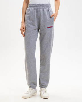 Off-White Grey melange joggers with logo embroidery 2CH006S26FLE001