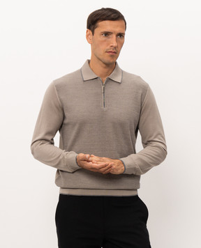 Stefano Ricci Beige wool, silk and cashmere polo shirt K202027P30F26395