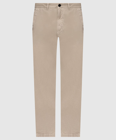 Beige pants with logo patch