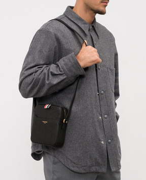 Thom Browne Black leather bag with logo MAG420A00198