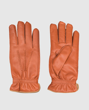 Brunello Cucinelli Orange leather gloves MPNGP93528