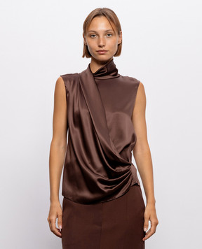 Brunello Cucinelli Brown blouse with drapery M0C59B1T04